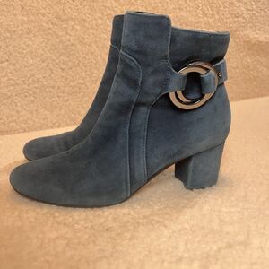 Karl Lagerfeld Cosette Blue Suede Leather Ankle Boots Women's Size 6.5M